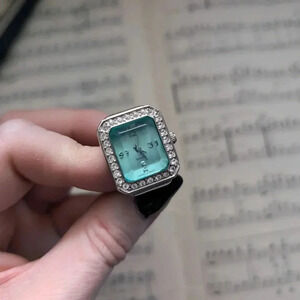 Silver and Blue Ring Watch